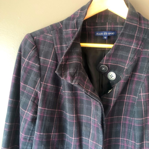 Hip-length plaid jacket - Picture 1 of 9